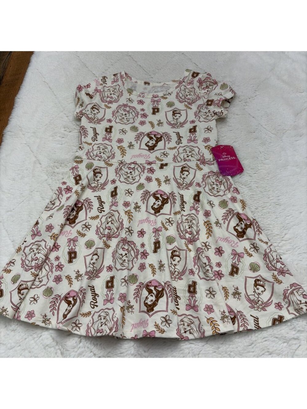Disney Princess Girls Pink Floral Dress NWT Medium 8 Royal